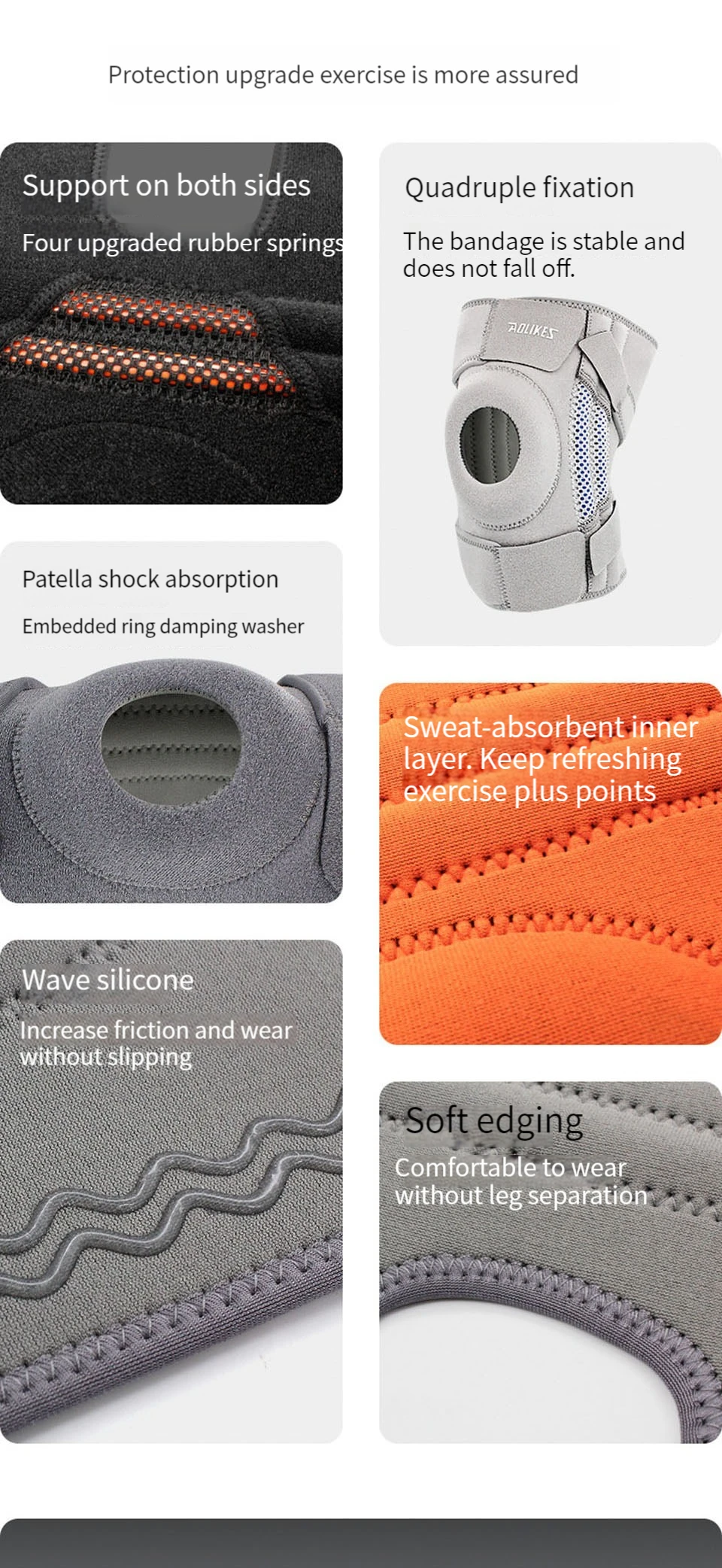 AOLIKES 1PCS NEW Knee Brace with Side Stabilizers & Patella Gel Pads,Knee Support - Image 13