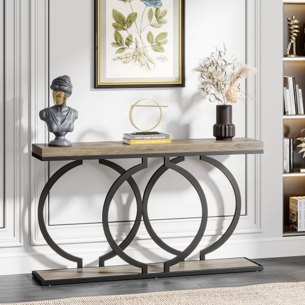 Tribesigns Gold Console Table, 55 inch Faux Marble Entryway Table Narrow Long Sofa Table - Image 16