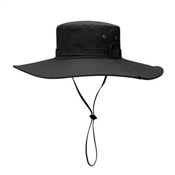 Fisherman Hat Wide Brim Solid Color Lace-Up Design Men Women Outdoor Hat Versatile Sun Protection - Image 9
