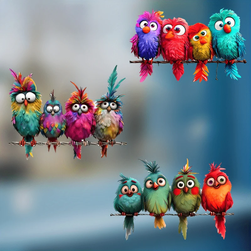 1PC Funny Bird Creative Glass Window Decorative Stickers for Windows Glass Wall Mirror