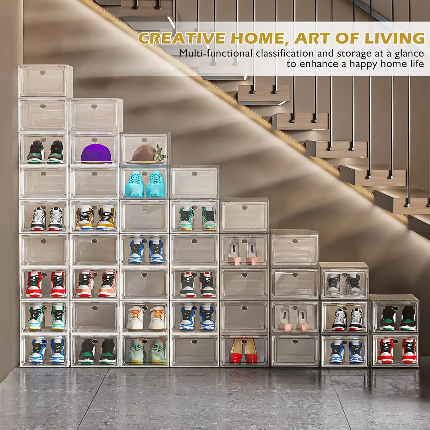 Thicken & Sturdy Clear Shoe Storage Organizer with Magnetic Door,Stackable Boxes for Closet - Image 2