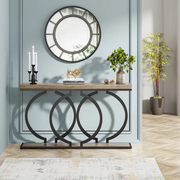 Tribesigns Gold Console Table, 55 inch Faux Marble Entryway Table Narrow Long Sofa Table - Image 15