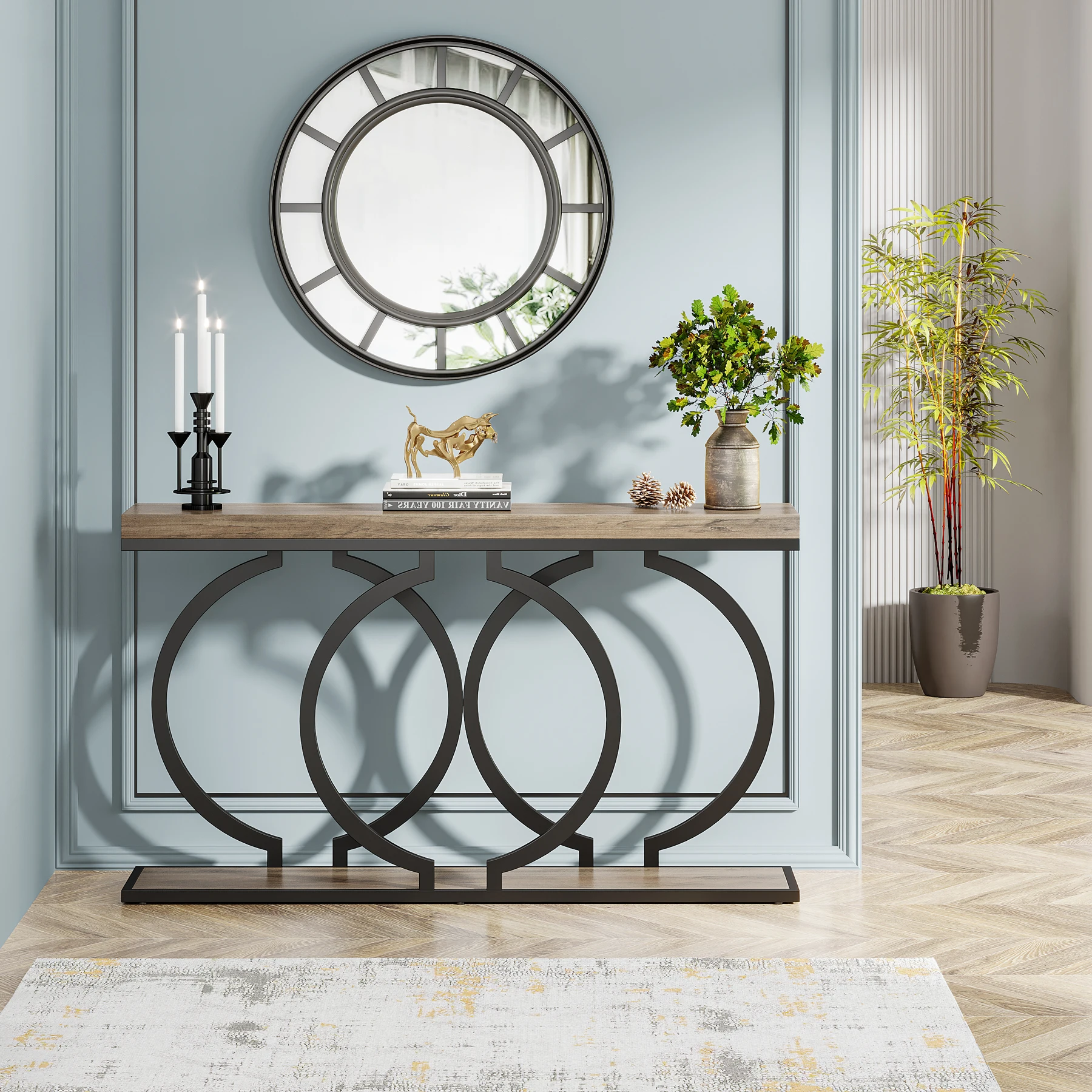 Tribesigns Gold Console Table, 55 inch Faux Marble Entryway Table Narrow Long Sofa Table - Image 15