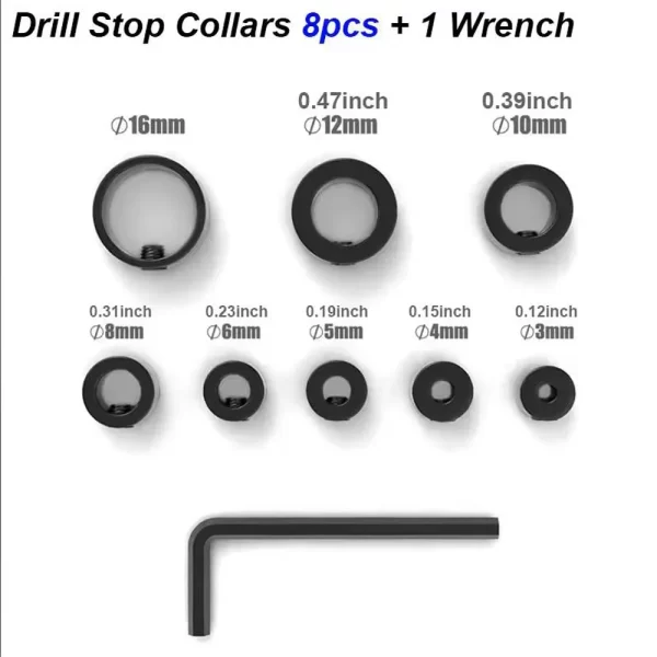 Steel Drill Stop Collar Kit - Metric Adjustable Depth Limiter Rings - Image 8