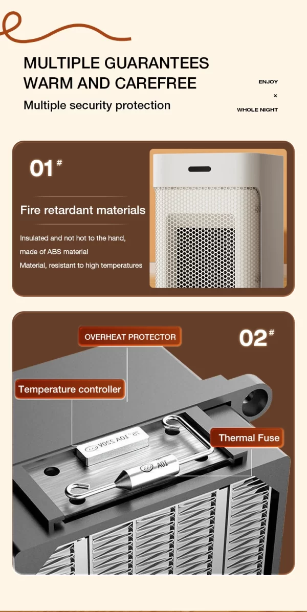 Portable PTC ceramic electric heater with multi-stage adjustment, silent, small household fan - Image 17