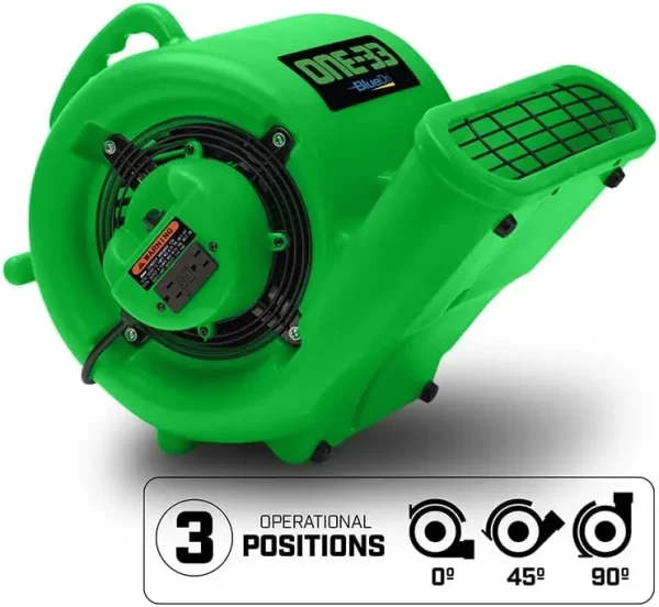 One-33 Air Mover, 1/3 HP 2900 CFM Industrial Water Damage Flood Restoration Carpet and Floor Drying Blower Fan - Image 4