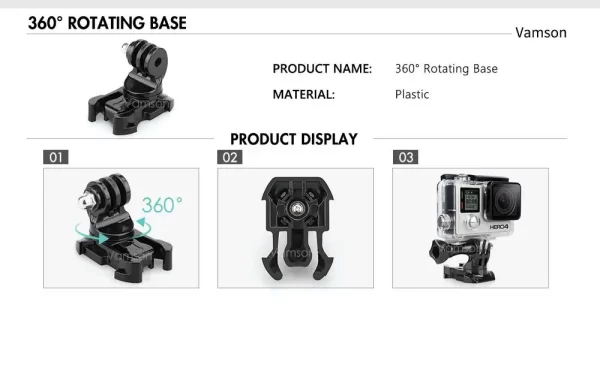 Vamson for Insta360 X3 Accessories 360 Degree Rotary Backpack Clip Clamp Mount for Insta360 One X2 Dji Action 3 2 Go Pro Camera - Image 25