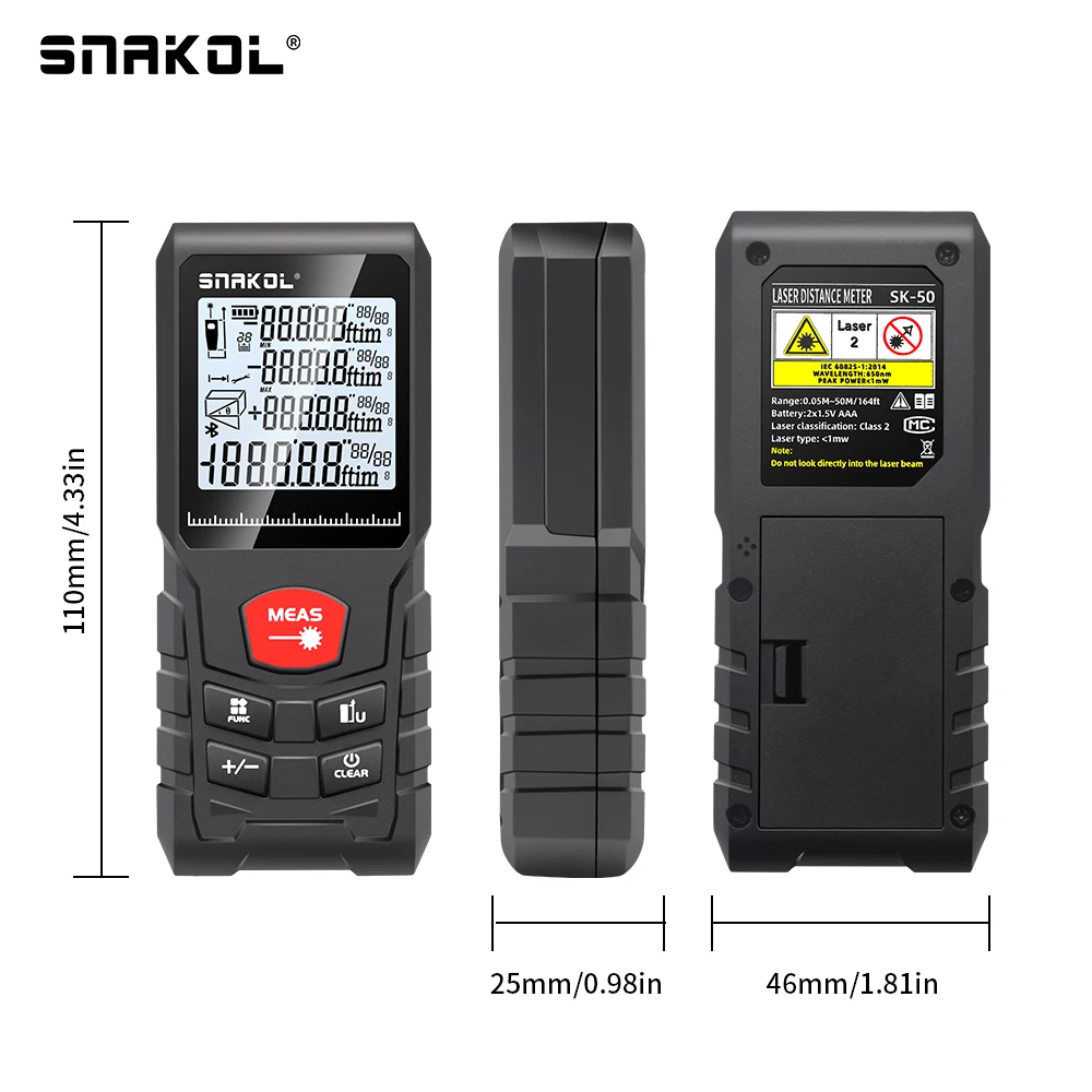 Snakol Laser Distance Meter 50m 70m 100m 120m Rangefinder Profesional Range Finder Digital Tape Measure - Image 6