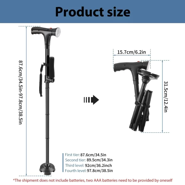 Collapsible Telescopic Folding Cane Elder Cane LED Walking Trusty Sticks Elder Crutches - Image 19