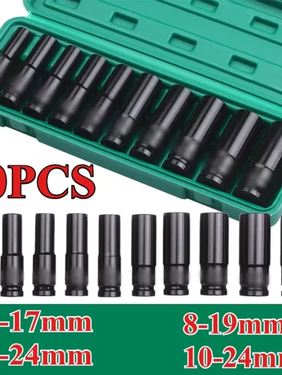 1/2Inch Drive 6-Point Impact Socket Set Drive Metric Wrench Socket Deep Impact Socket