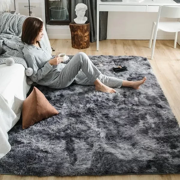 VIKAMA Silk Wool Rugs Children's Room Living Room Bedroom Tie-Dye Non-Slip Washable Machine Washable Carpet Mats - Image 16