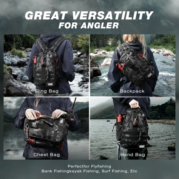 Fishing Backpack Tackle Sling Bag - Fishing Backpack with Rod Holder - Image 3