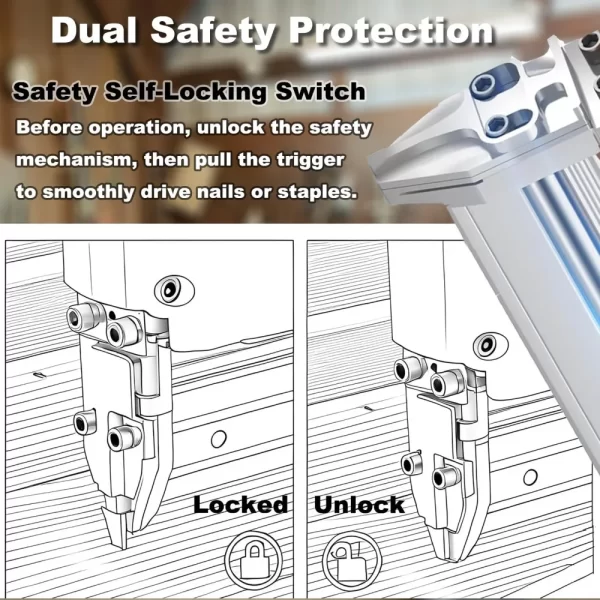 2 in 1 Cordless Brad Nailer Compatible with De wa-lt 20V Battery (No Battery), 18 Gauge Electric Nail Gun/Staple Gun with 1000 N - Image 3