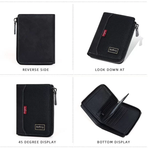 Baellerry RFID Simple Short Men Zipper Wallets Luxury Brand Card Holder Photo Holder Coin Pocket - Image 4