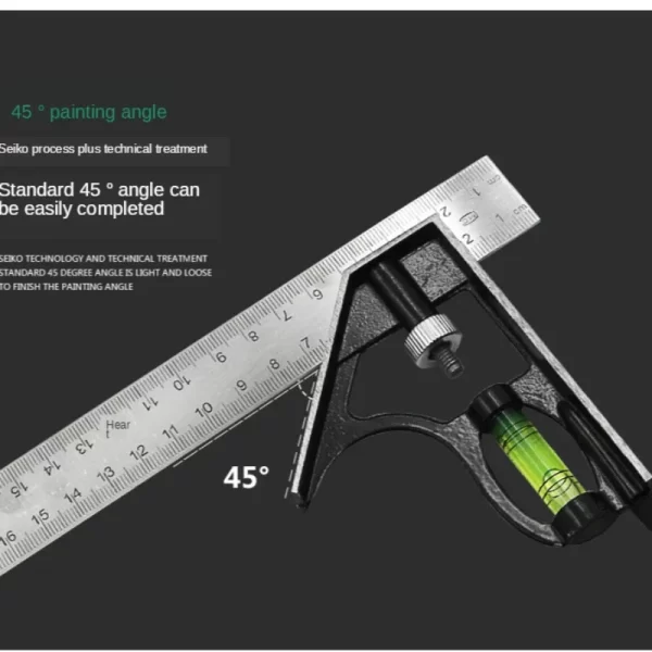 300mm Stainless Steel Angle Combination Square Ruler - Image 5