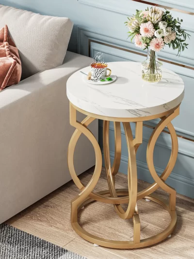 Tribesigns Modern Round End Table with Thick Wood Top, 20“ Side Table Cocktail Table with Unique O-Shaped Base