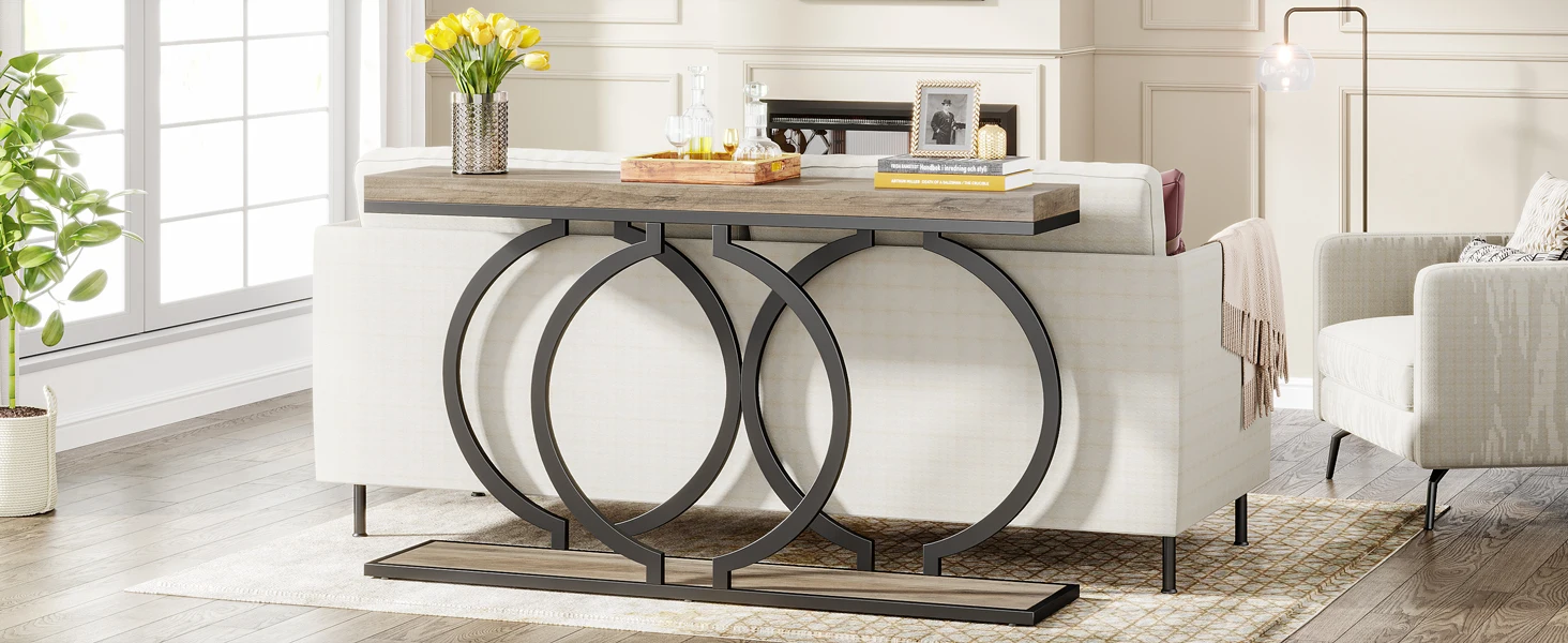 Tribesigns Gold Console Table, 55 inch Faux Marble Entryway Table Narrow Long Sofa Table - Image 14