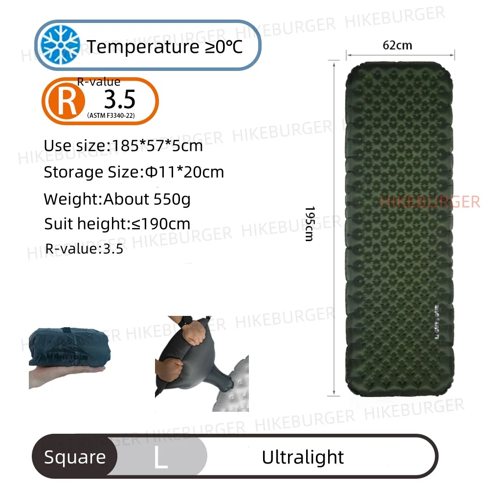 Light Tour R value 7.5 Camping Inflatable Mattress Outdoor Portable Sleeping Pad Ultralight - Image 10
