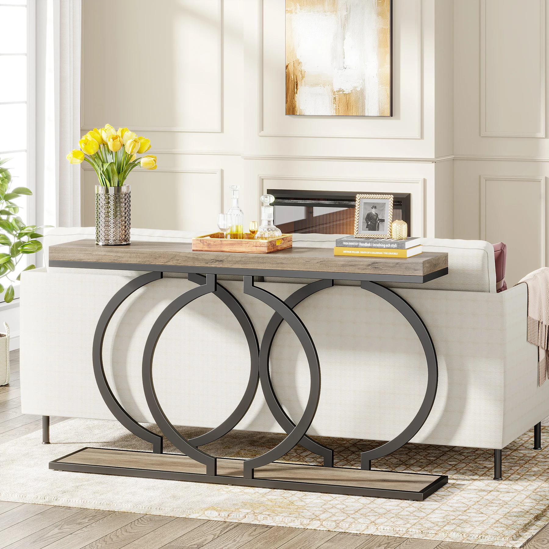 Tribesigns Gold Console Table, 55 inch Faux Marble Entryway Table Narrow Long Sofa Table - Image 18