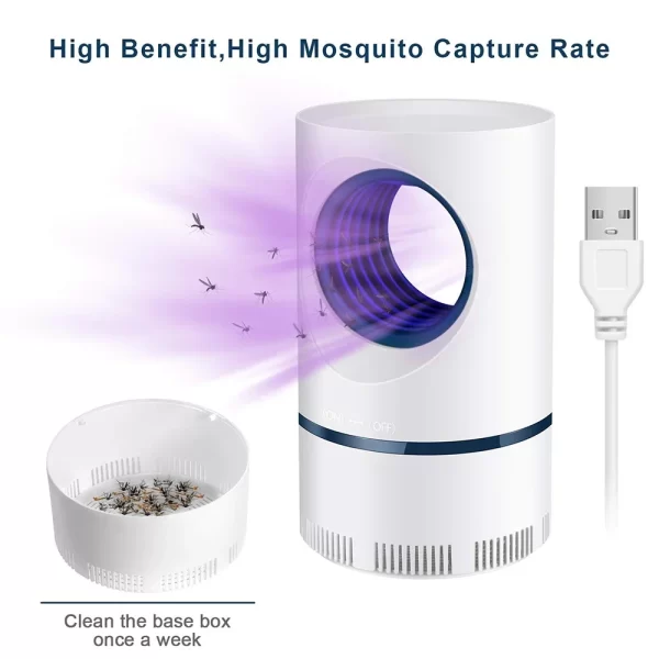 Electric Fly Bug Mosquito Insect Killer LED Light Trap with USB Power Supply and Adapter - Image 2