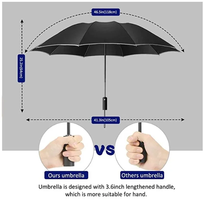 Men Women Umbrella Fully Automatic Reverse Folding Umbrella with Windproof Reflective Stripe UV Umbrellas - Image 20