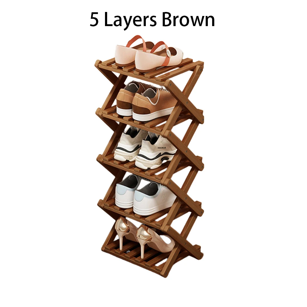 Shoe Rack Bamboo Foldable Storage Shoe Rack Multifunctional Shoe Racks Free Standing Rack - Image 8