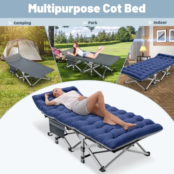 Folding Camping Cot for Adults with Pad, Padded Portable Sleeping Cot - Image 6
