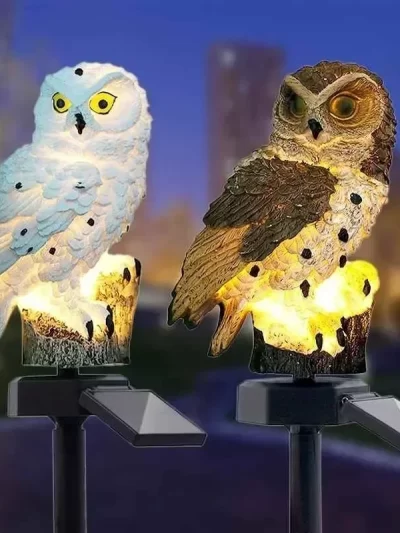 Owl Lights Outdoor Solar Powered Lawn Floor Lamp Waterproof Landscape Lighting Pathway LED Animal Lantern