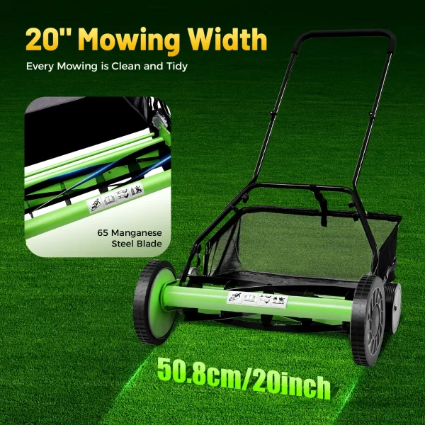 Walk-Behind Lawn Mower with 65 Manganese Steel Blades, Adjustable Height, Quiet Operation - Image 2
