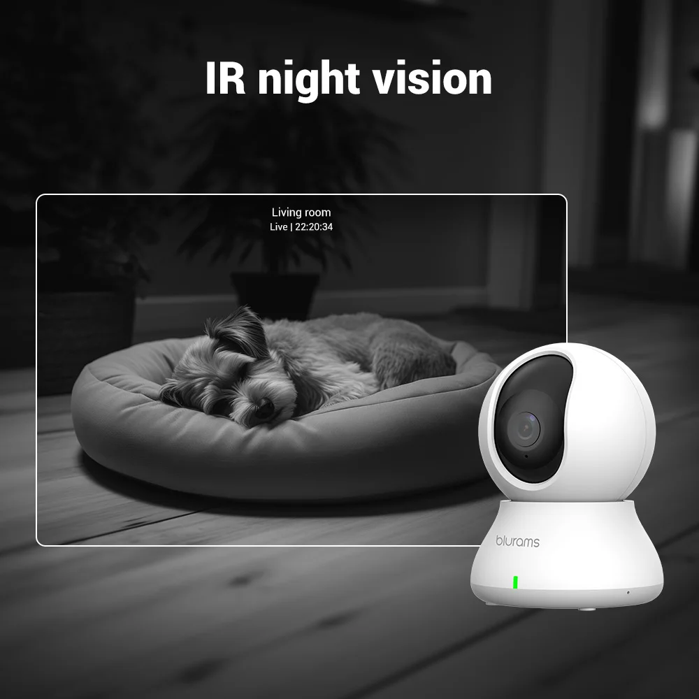 Blurams 2.4&5G WiFi Indoor Camera, 2K, 360° PTZ Pet Dog IP CCTV Camera with Phone App, 2-Way Talk, Night Vision, for Home Securi - Image 4