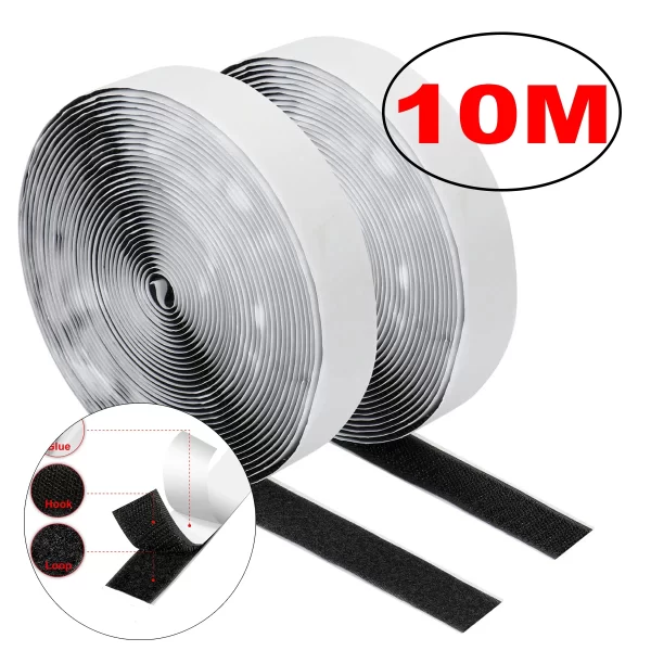 1-10M Velcros Self Adhesive Hook and Loop Tape Fastener House Diy Magic Tap Auto Double Sided Roll Strong Glue Home Strap Strips - Image 12