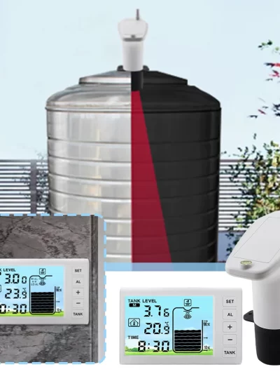 Wireless Ultrasonic Water Level Indicator Gauge Temperature Clock Gauge W/ Alarm Ultrasonic Tank Liquid Depth Level Meter