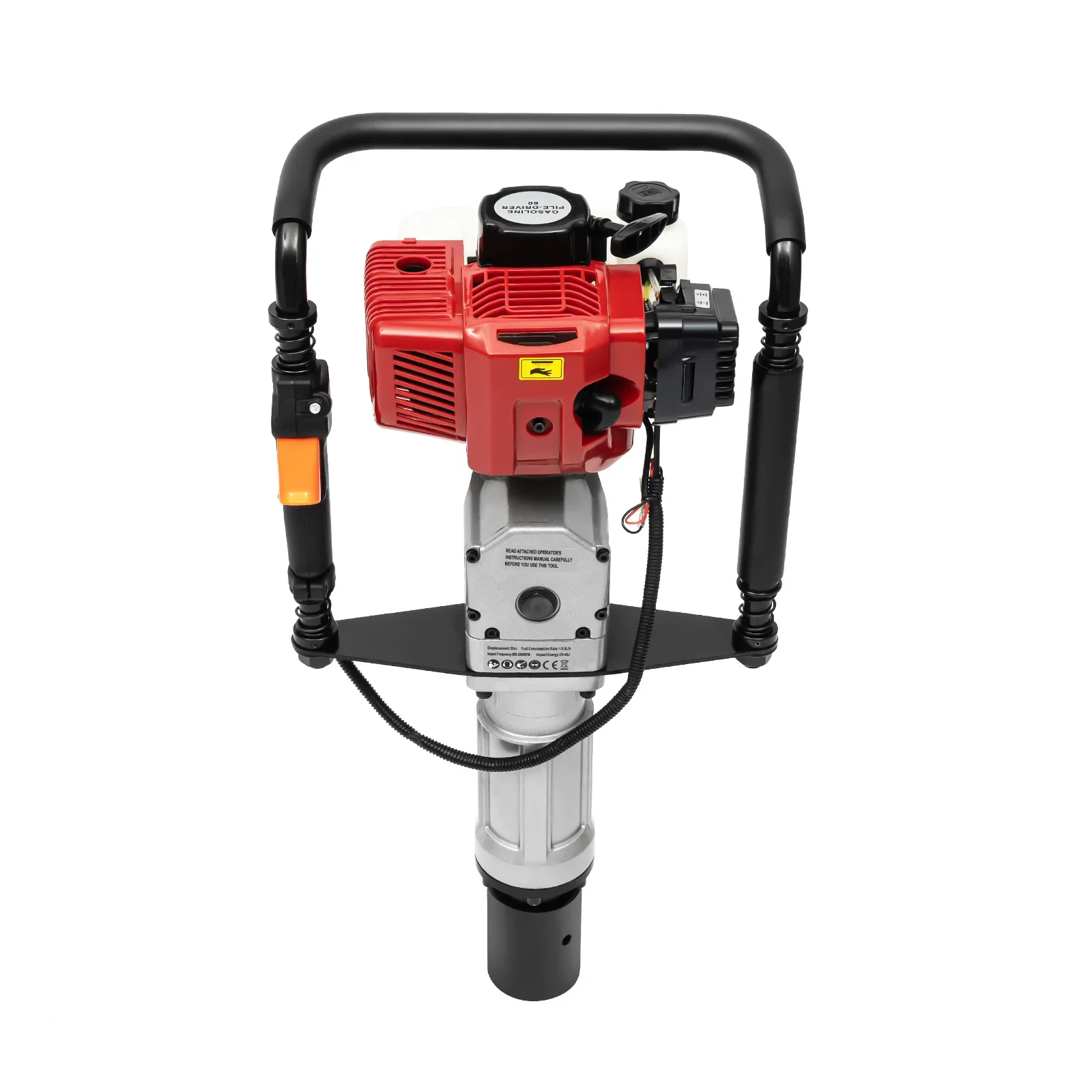 1900W 2-stroke gasoline pile driver Gardens Air Cooling 52CC, Single-cylinder 6500RPM socket ground auger 55-70mm - Image 21