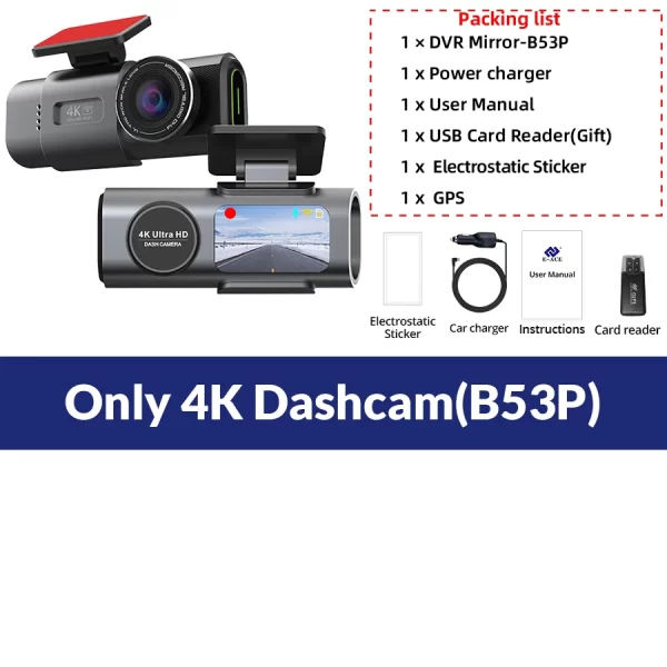 Dash Cam 4K GPS WIFI APP 24H Night Vision Mini Optional Rear Lens Dashcam Car DVR Video Recorder Camera For Car Black Box - Image 11
