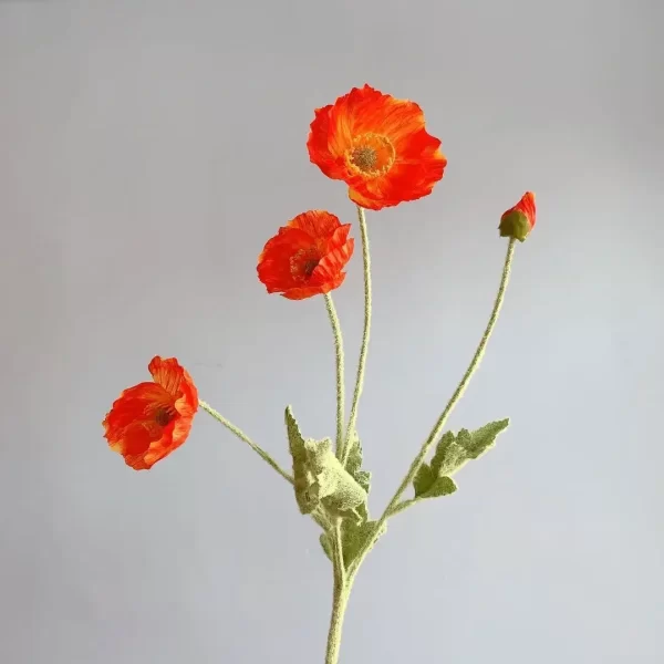 Artificial Flowers Fake Poppy Silk Flowers Long Stem Housewarming - Image 27