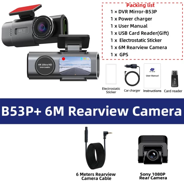 Dash Cam 4K GPS WIFI APP 24H Night Vision Mini Optional Rear Lens Dashcam Car DVR Video Recorder Camera For Car Black Box - Image 12