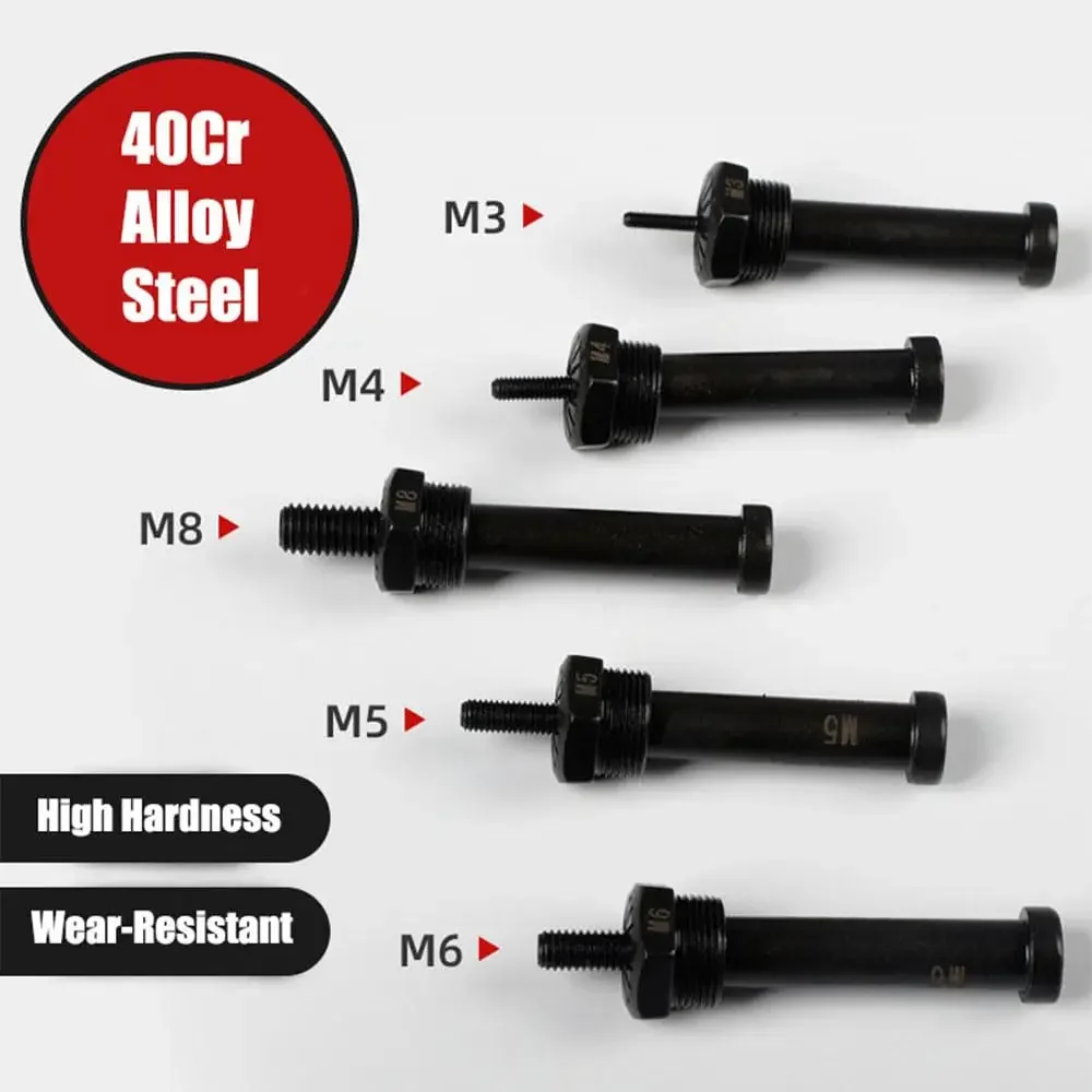 26Pcs Rivet Nut Drill Adaptor M3 M4 M5 M6 M8 Metric Mandrel Rivet Nut Thread Insert Aluminum Drill Attachment Tool Set - Image 4