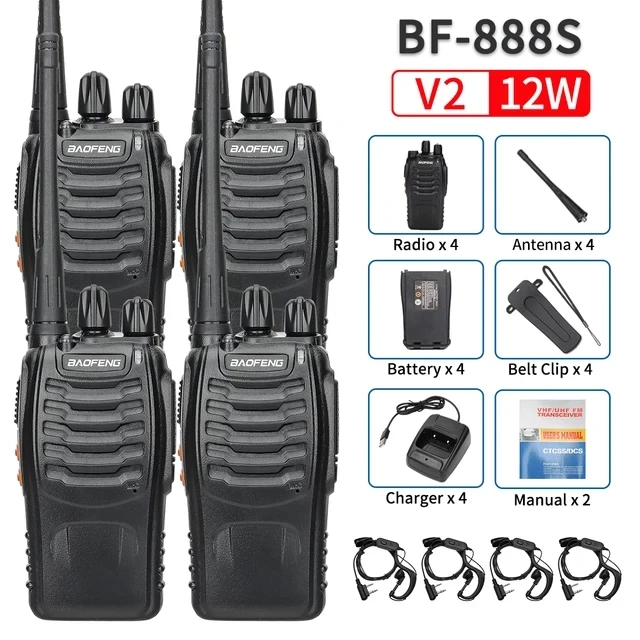 2/4PCS Baofeng BF-888S V2 Walkie Talkie Dual Band Portable Long Range UHF 400-470MHz USB/EU/US Ham Two Way Radio - Image 11