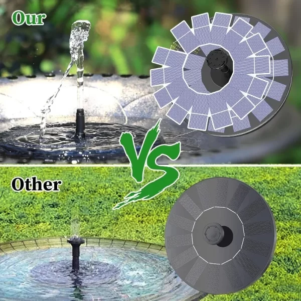 1W/1.5W/2.5W Outdoor Solar Fountain Suitable for Garden Pond Solar Fountain Pump Kit with 6 Nozzles - Image 3