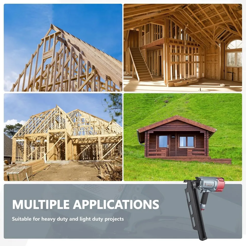 NR2183 Framing nailer 21 Degree Plastic Strip Nailer 2-Inch up to 3-1/4-Inch Plastic Collated Full Head Framing Nails Aluminum M - Image 5