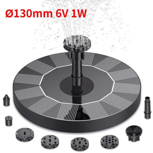 1W/1.5W/2.5W Outdoor Solar Fountain Suitable for Garden Pond Solar Fountain Pump Kit with 6 Nozzles - Image 7