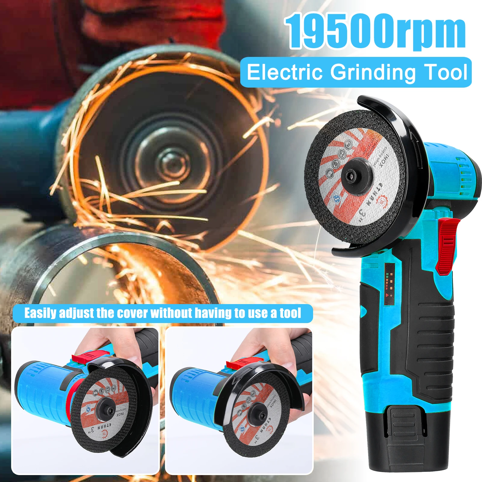 12V Cordless Electric Angle Grinder 19500rpm Lithium Battery Mini Polishing Grinding Machine Diamond Cutting Power Grinder - Image 12