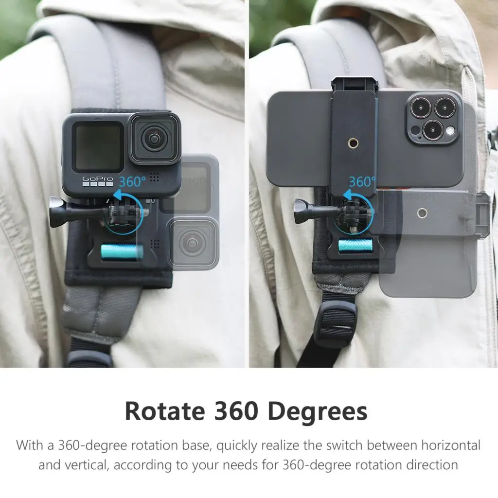 Vamson for Insta360 X3 Accessories 360 Degree Rotary Backpack Clip Clamp Mount for Insta360 One X2 Dji Action 3 2 Go Pro Camera - Image 2