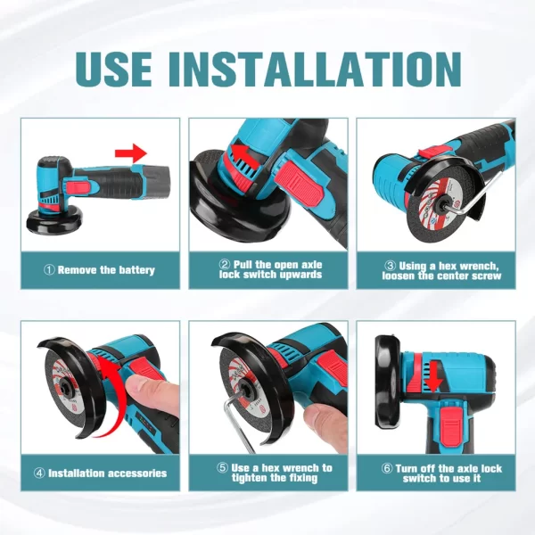 12V Cordless Electric Angle Grinder 19500rpm Lithium Battery Mini Polishing Grinding Machine Diamond Cutting Power Grinder - Image 14
