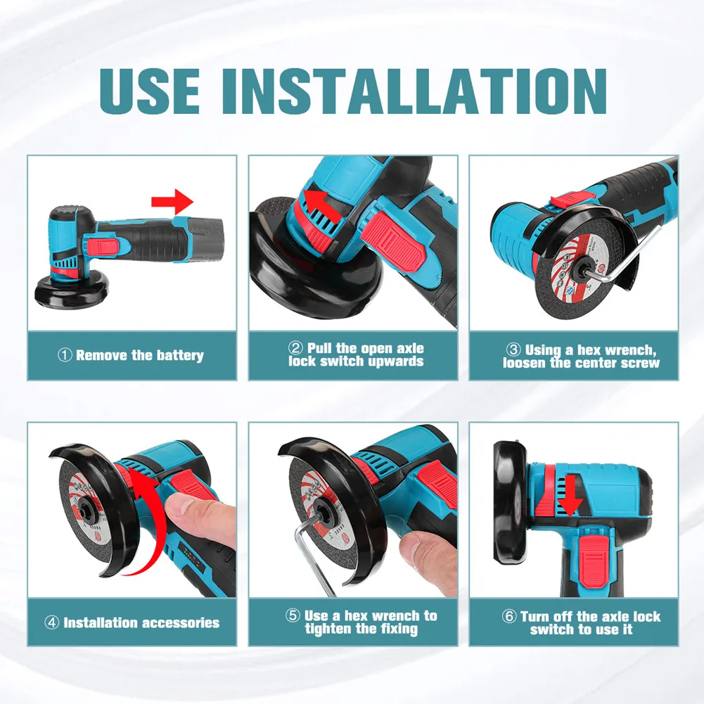 12V Cordless Electric Angle Grinder 19500rpm Lithium Battery Mini Polishing Grinding Machine Diamond Cutting Power Grinder - Image 14