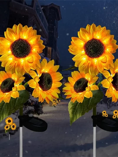 3 Heads 1 Head Solar Simulation Sunflower LED Lights Garden Yard Lawn Night Lights