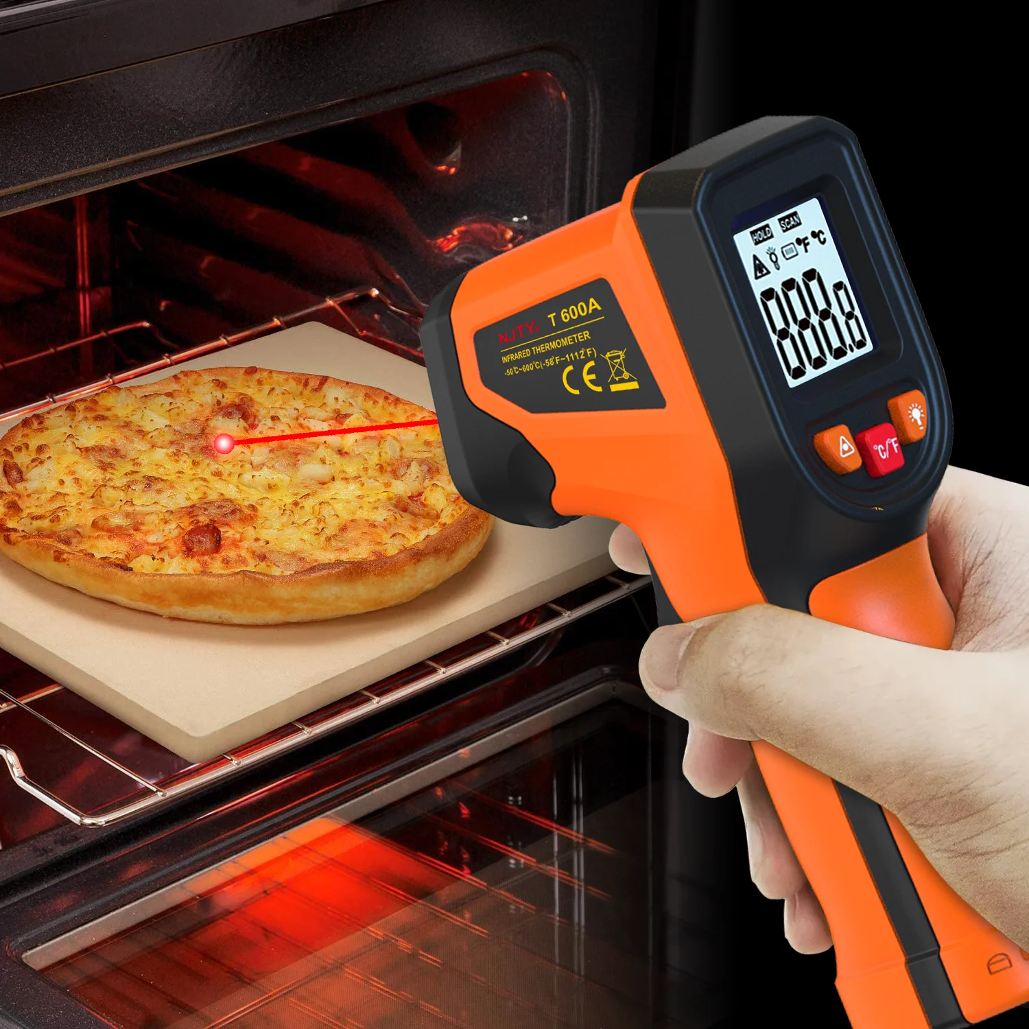NJTY T600T600A Laser Temperature Gun Infrared Thermometer Sensor Handheld Non-contact IR LCD
