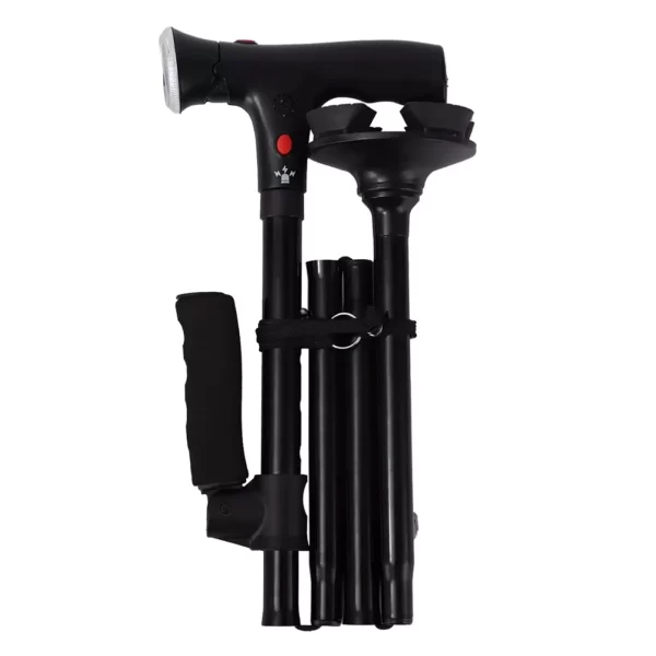 Collapsible Telescopic Folding Cane Elder Cane LED Walking Trusty Sticks Elder Crutches - Image 7
