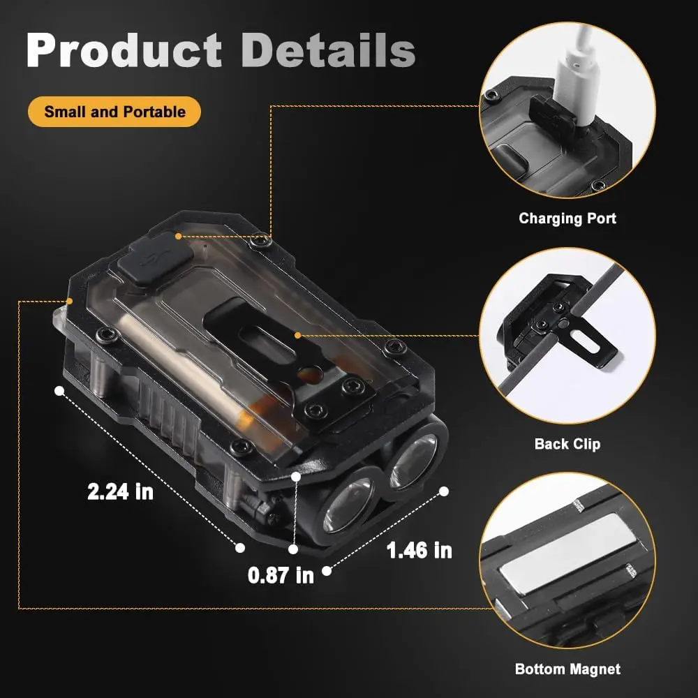 XIWANGFIRE Super Bright Pocket Torch Light LED Multifunctional Linterna Magnetic COB EDC Mini Keychain Flashlight Rechargeable - Image 3