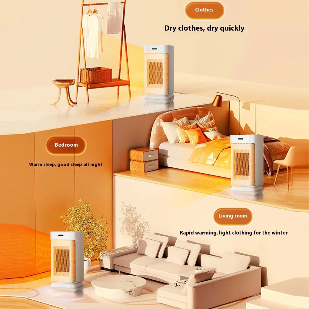 Portable Ceramic Heaters Fan Silent Room Heater with Remote Control Overheat Protection - Image 2